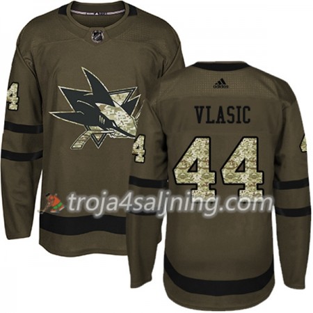 San Jose Sharks tröja Marc-Edouard Vlasic 44 Adidas 2017-2018 Camo Grön Authentic - NHL Tröjor Herr